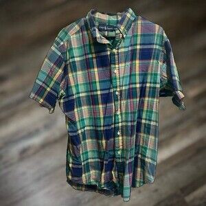 Polo Ralph Lauren Men's Plaid Button-Up Short Sleeve XL Shirt, Multicolored